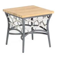SonnenPartner Lounge-Beistelltisch Yale Alu/Polyrope s ilbergrau/Teak SonnenPartner