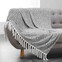 Dynamic24 Boho Wohndecke 125x150 Tagesdecke Kuscheldecke Sofa Couch Decke