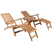 Bene living Deckchair Yacht Teak und Tisch Burton Teak-KOMPLETTSET