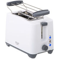 Adler AD 3216 2-Schlitz-Toaster, 750W, Brötchenaufsatz, weiß