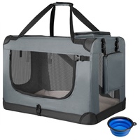 Juskys Hundetransportbox Lassie L (grau) faltbar - 50x70x52 cm