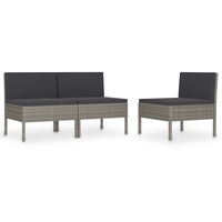 VidaXL Polyrattan Gartenstühle 3 Stk. grau