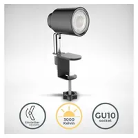 B.K.Licht LED Klemmleuchte Leselampe Clip Bettlicht schwenkbar schwarz