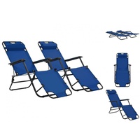 VidaXL Klappbare Sonnenliegen 2 Stk. mit Fußablage Blau