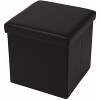 Echtwerk Hocker mit Stauraum, Store Cube EW-SW-0410 Schwarz, Kunstleder,