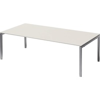 BISLEY Konferenztisch Cito grauweiß, silber rechteckig, 4-Fuß-Gestell silber, 240,0
