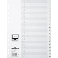 Durable Ordnerregister Vollformat 1-20 weiß 20-teilig, 1 Satz