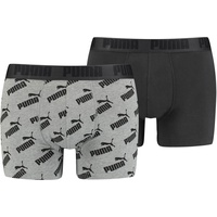 Puma Logo All-Over-Print Boxershorts dark grey melange/black XL 2er
