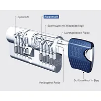 Winkhaus Einbaudoppelzylinder key Tec RPE, Lagerprogramm, 30/70, Messing vernickelt