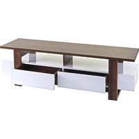 MCW TV-Rack MCW-B51, Fernsehtisch Lowboard Schrank, 3D-Struktur Walnuss-Optik hochglanz