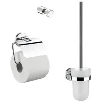 EMCO Polo WC-Set Toilettenpapierhalter, Bürstengarnitur, Haken, chrom, 079800100