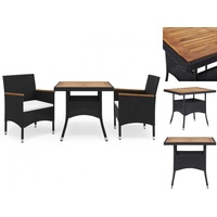 VidaXL Garten-Essgruppe 3-tlg. Tisch 80 x 80 cm schwarz