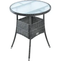 Estexo Beistelltisch Tisch Polyrattan Gartentisch Rattan Balkontisch Rund Anthrazit