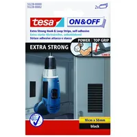 Tesa On & Off Klettstreifen extrastark schwarz, 10cm/5cm (55228-00)