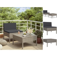 VidaXL 2-tlg. Garten-Lounge-Set mit Auflagen Poly Rattan Grau