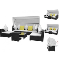 VidaXL Garten-Lounge-Set mit Sonnendach schwarz 42750