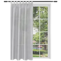 Woltu 2er-Set Gardine Schlaufenschal transparent Leinenoptik Dunkelgrau