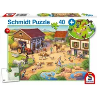 Schmidt Spiele Lustiger Bauernhof 40 Teile mit Bauernhof-Set, Bunt