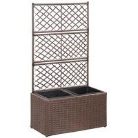 VidaXL Hochbeet mit Rankgitter 2 Töpfe 58×30×107cm Poly Rattan