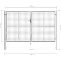VidaXL Gartentor Verzinkter Stahl 306 x 200 cm Silbern