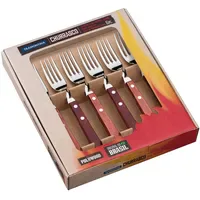 Tramontina Steakgabel Jumbo, 6-teilig, rostfreier Edelstahl, Holzgriff FSC-zertifiziert, spülmaschinenfest,