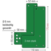 Gfs Montageplatte 901 470/991 470 Mont.an GLT grün lack.L.175mm