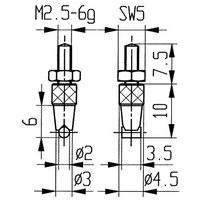 Käfer Messeins.D.2mm horiz.Zyl.M2,5 STA z.Messuhren KÄFER