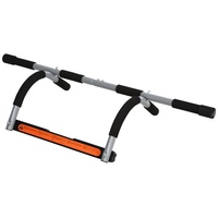 Homcom Klimmzugstange Trainings Halterung, Multifunktions-Türreck, Stahl, Schaumstoff, PE, Schwarz+Grau,
