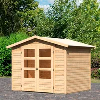 Karibu Gartenhaus KARIBU "Amberg 3", beige (naturbelassen), Fußboden im
