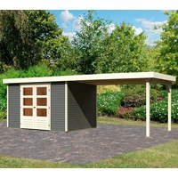 Karibu Gartenhaus KARIBU ""Arnis 5" SET anthrazit mit Anbaudach
