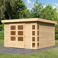 Karibu Gartenhaus KARIBU "Nordsee 6", beige (naturbelassen), ohne Fußboden,