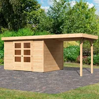 Karibu Gartenhaus KARIBU ""Arnis 5" SET anthrazit mit Anbaudach