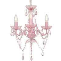 VidaXL Kronleuchter mit Perlen Rosa Rund 3×E14