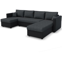 Vicco Wohnlandschaft Ecksofa mit Schlaffunktion Schwarz - Grau, mit