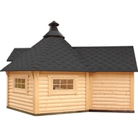 Wolff Finnhaus Grillkota 9 de luxe mit Anbau Schwarz