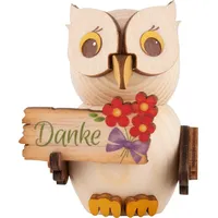 Kuhnert - Dekoration/Holzfigur - Mini Eule mit Dankeschild -