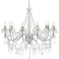 VidaXL Kronleuchter mit Perlen Silbern 12 x E14-Fassungen