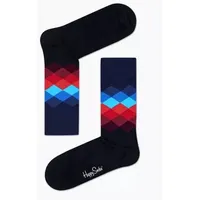 Happy Socks Faded Diamond Sock Schwarz Muster Baumwolle Gr