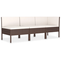 VidaXL Polyrattan Garten-Lounge-Set 3 tlg. braun