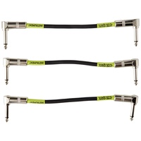 Ernie Ball Patchkabel beidseitig gewinkelt, 15,24 cm, 3er-Pack, Schwarz