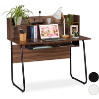 Relaxdays Schreibtisch braun rechteckig, Kufen-Gestell schwarz 120,0 x 60,0
