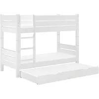 Erst-Holz Etagenbett Kiefer weiß 90x200 teilbar Rollrost Matratzen Gästebettkasten