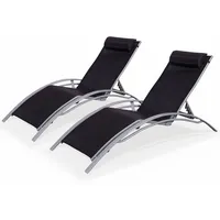 Sweeek 2er Set Sonnenliegen aus Aluminium - schwarz -
