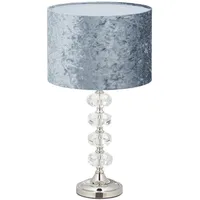 Relaxdays Tischleuchte, mit Samtschirm, Kristallfuß, E14-Fassung, Wohn- & Schlafzimmer,