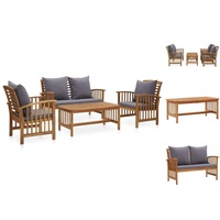 VidaXL Garten-Lounge-Set 4-tlg. natur/dunkelgrau