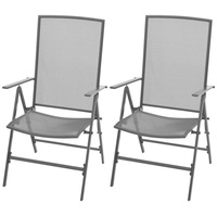 VidaXL Stapelbare Gartenstühle 2 Stk. Stahl Grau