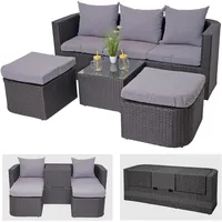 Mendler 3in1 HWC-J37 Lounge-Set anthrazit/hellgrau