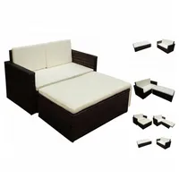 VidaXL 2-tlg. Garten-Lounge-Set mit Auflagen Poly Rattan Braun