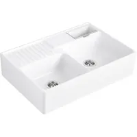 Villeroy & Boch Spülstein Doppelbecken weiß alpin + Excenterbetätigung