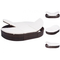 VidaXL Outdoor-Loungebett mit Kissen Poly Rattan Braun